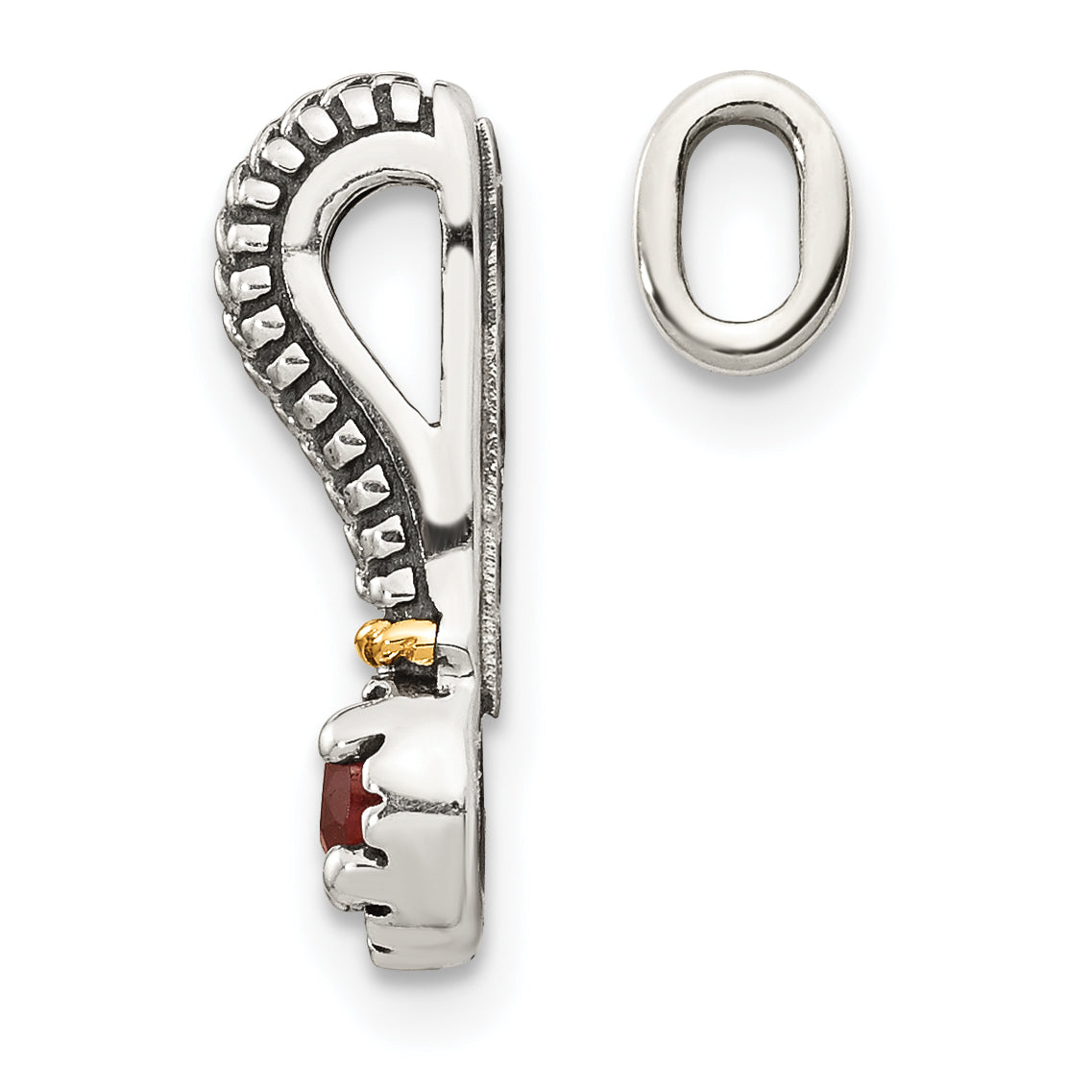 Shey Couture Sterling Silver Antiqued with 14k Accent Polished Garnet Chain Slide Pendant