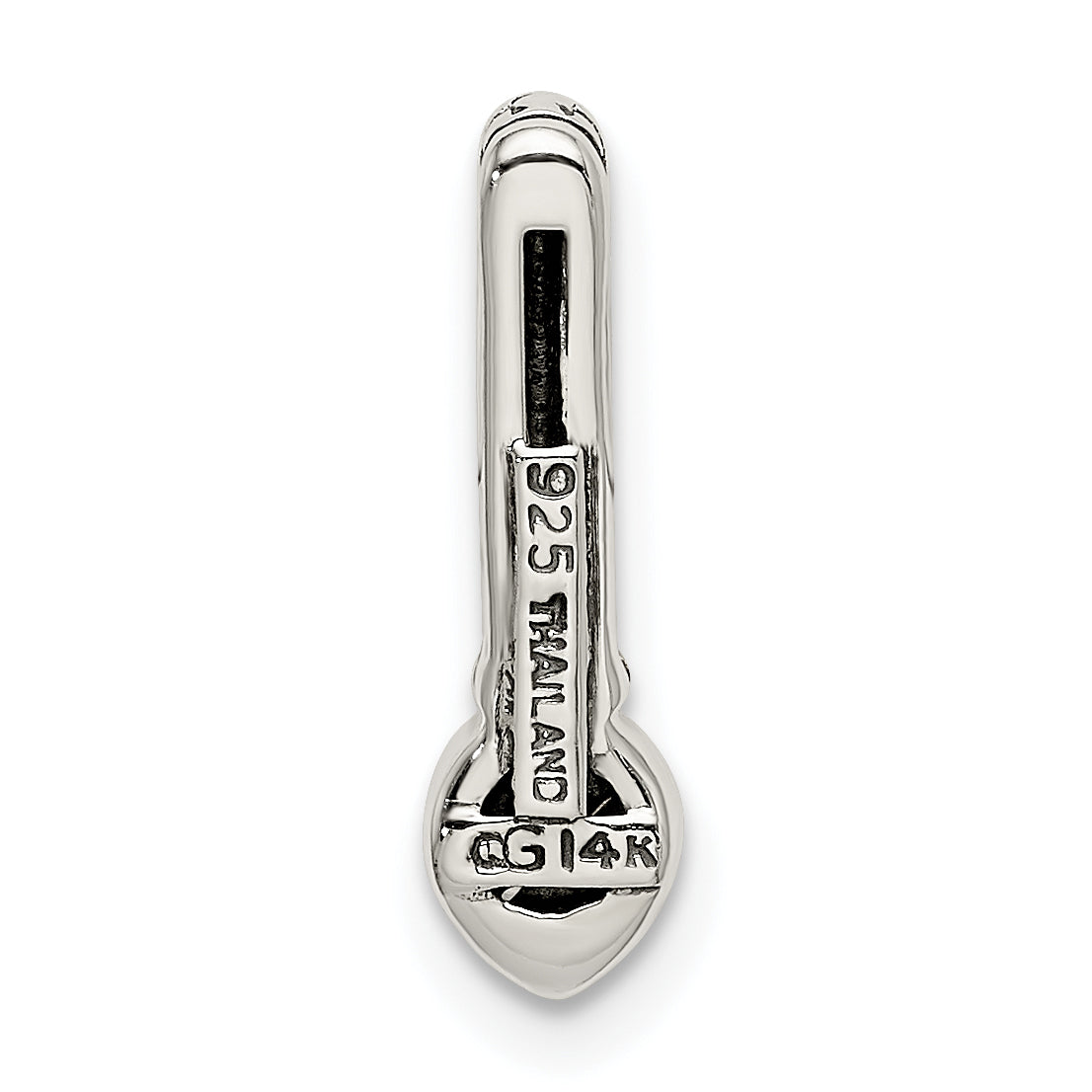 Shey Couture Sterling Silver Antiqued with 14k Accent Polished Created Emerald Chain Slide Pendant