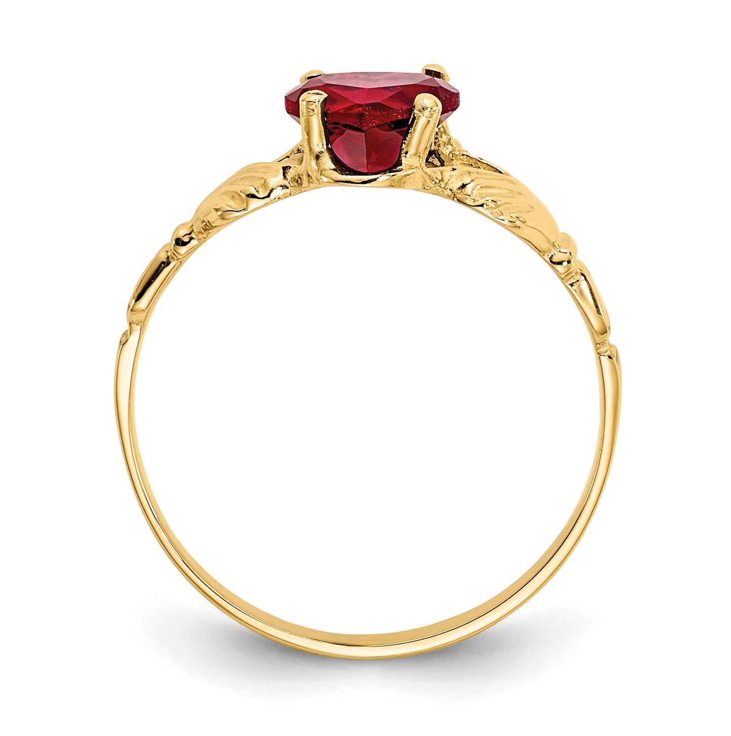 14K Yellow Gold January Cubic Zirconia Birthstone Claddagh Ring