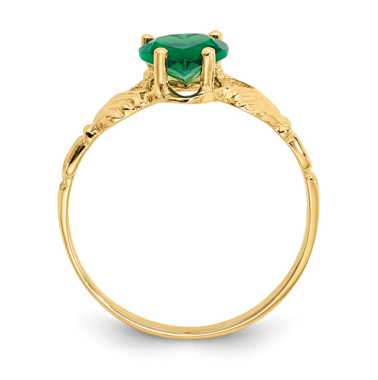 14K Yellow Gold May Cubic Zirconia Birthstone Claddagh Ring