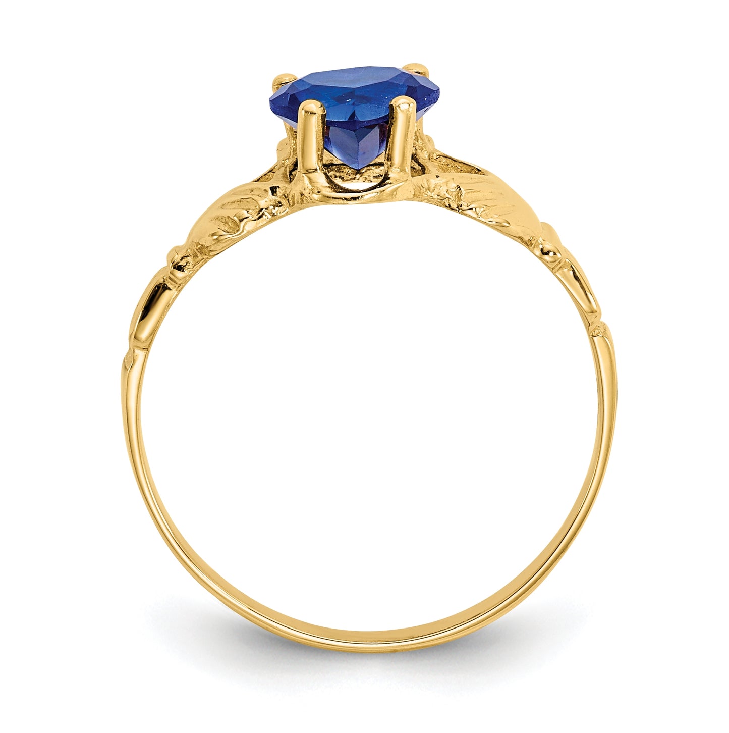 14K Yellow Gold September Cubic Zirconia Birthstone Claddagh Ring