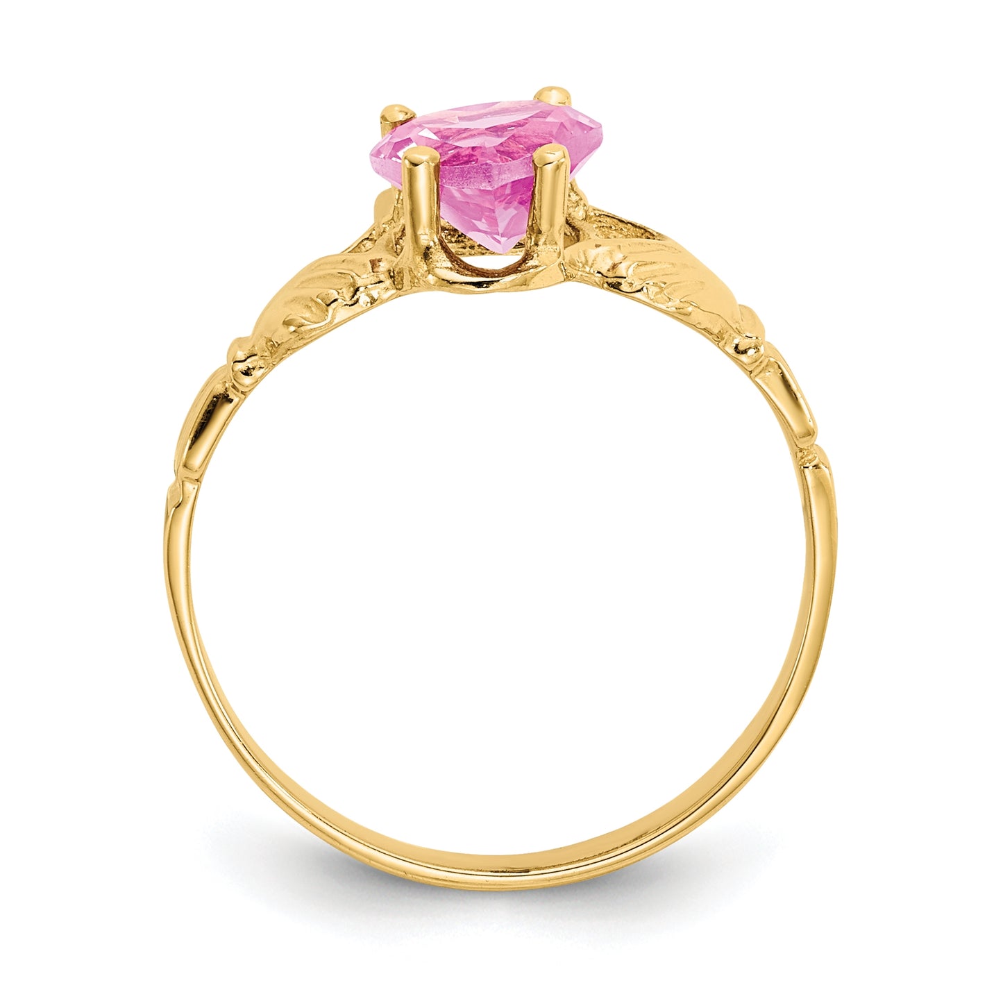 14K Yellow Gold October Cubic Zirconia Birthstone Claddagh Ring