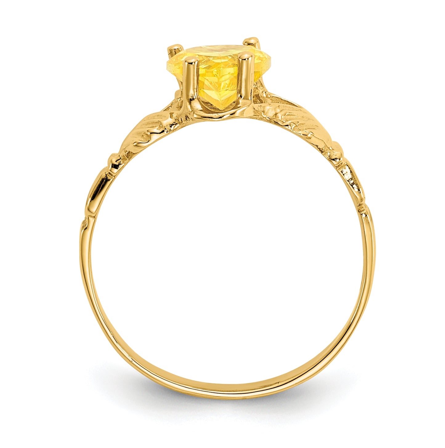 14K Yellow Gold November Cubic Zirconia Birthstone Claddagh Ring