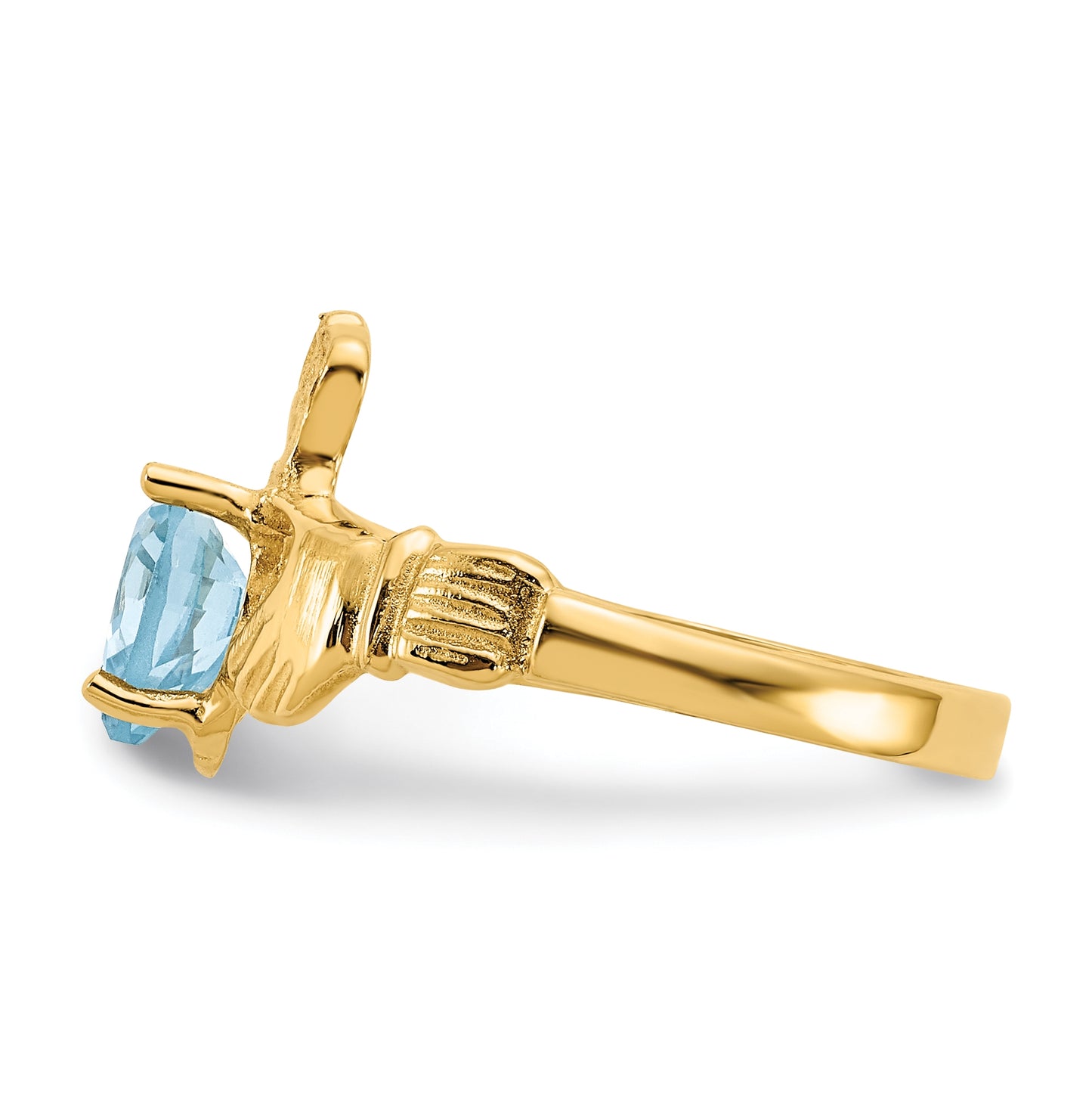 14K Yellow Gold December Cubic Zirconia Birthstone Claddagh Ring