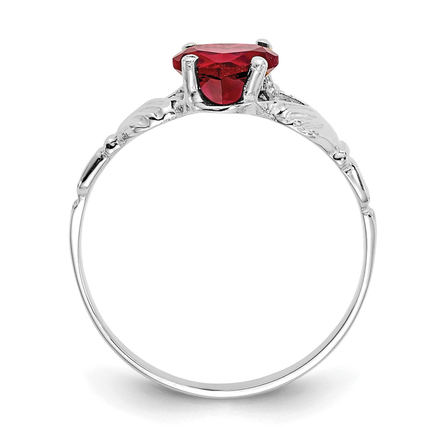 14k White Gold January Cubic Zirconia Birthstone Claddagh Ring