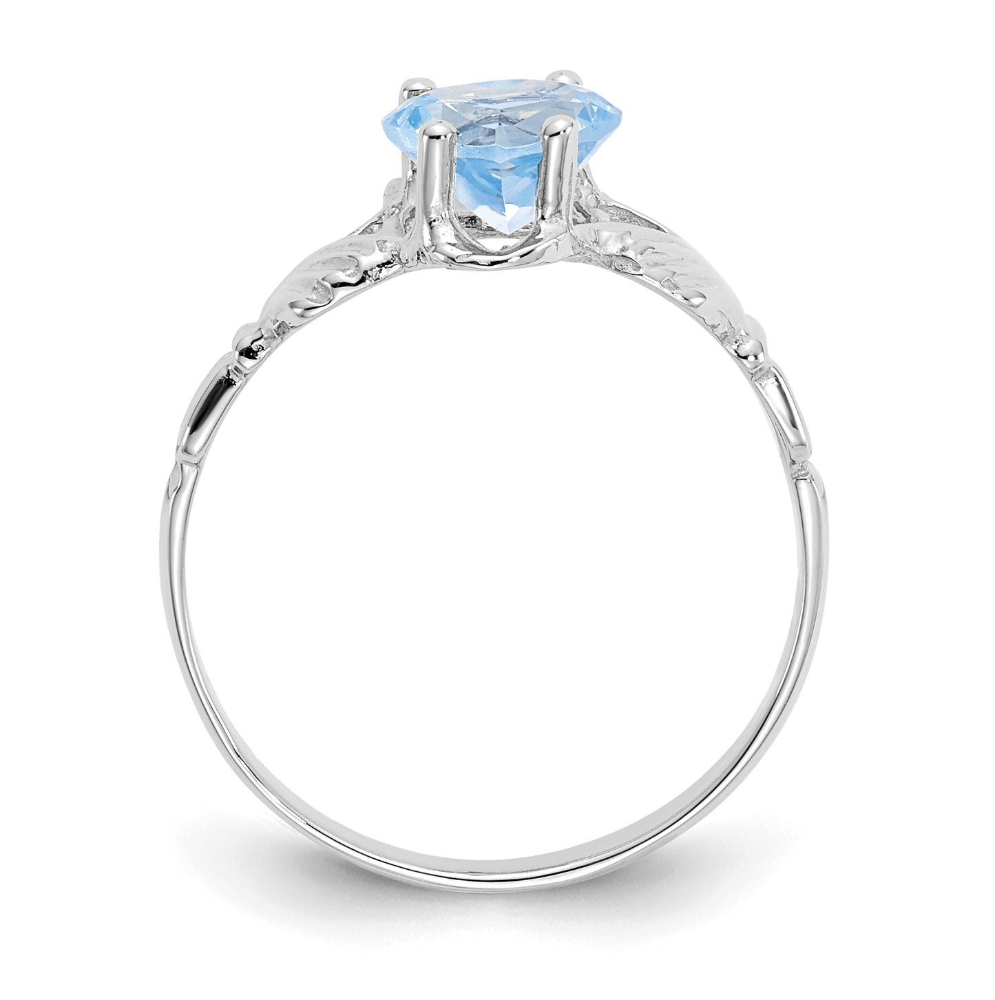 14k White Gold March Cubic Zirconia Birthstone Claddagh Ring