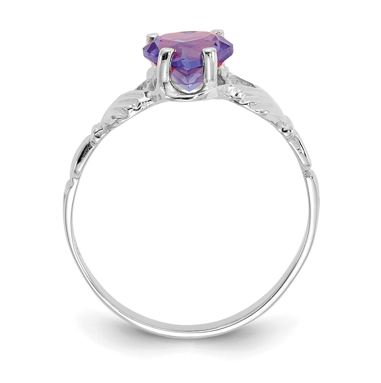14k White Gold June Cubic Zirconia Birthstone Claddagh Ring