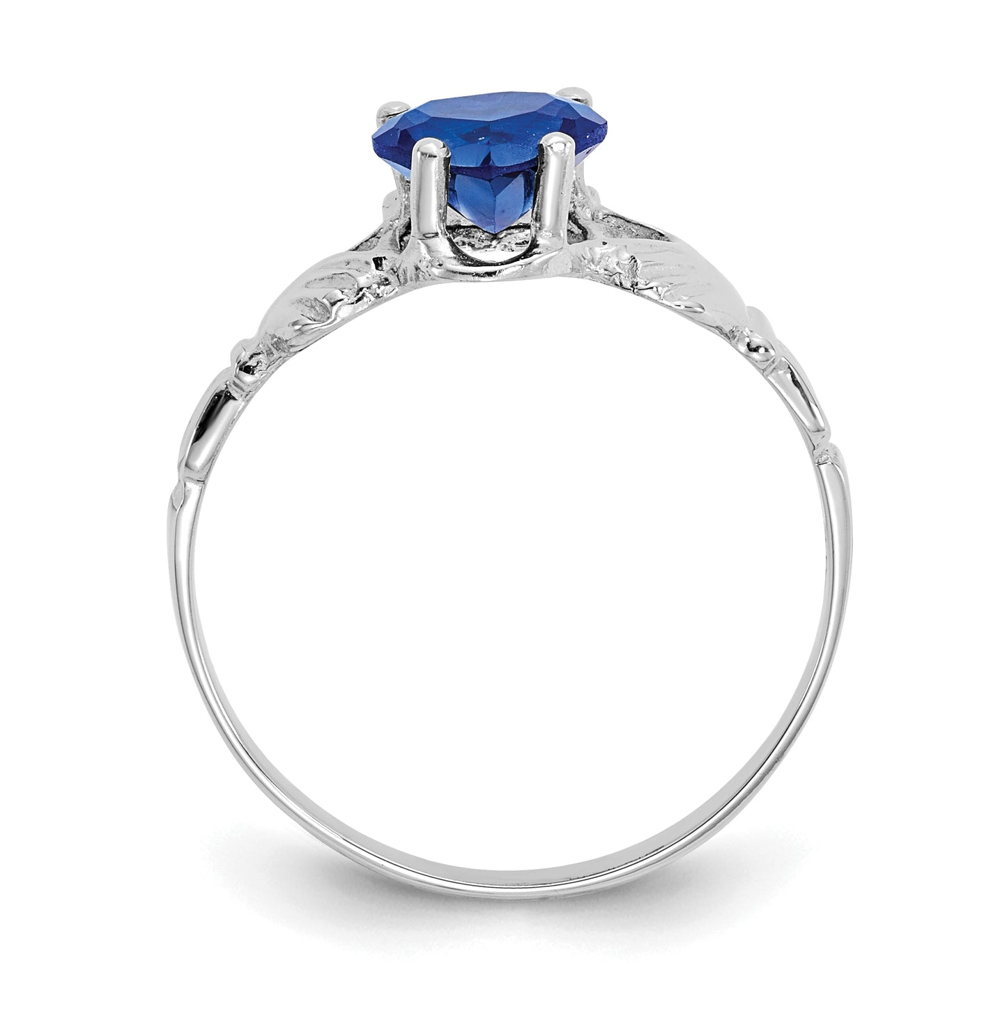 14k White Gold September Cubic Zirconia Birthstone Claddagh Ring
