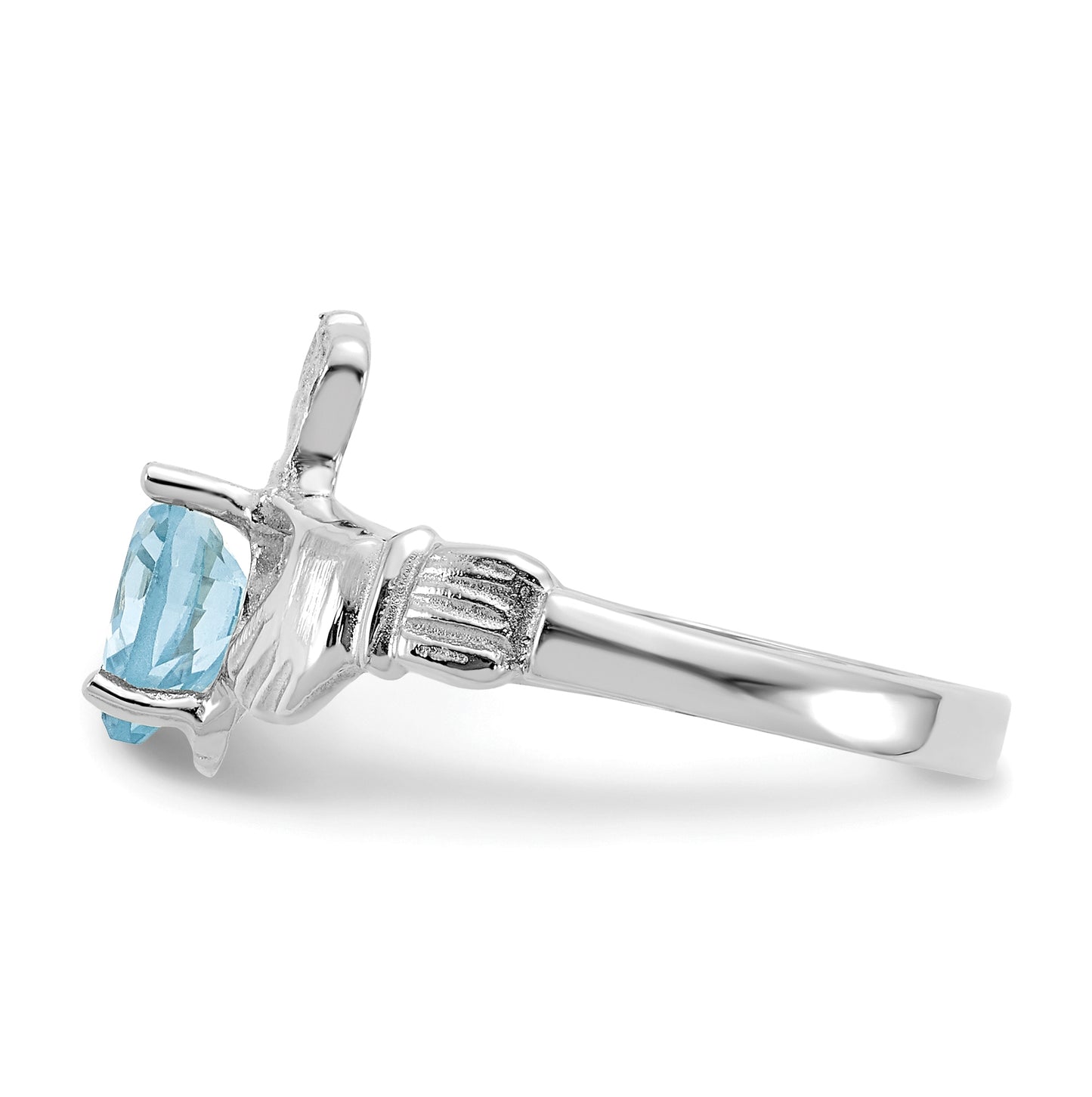 14k White Gold December Cubic Zirconia Birthstone Claddagh Ring