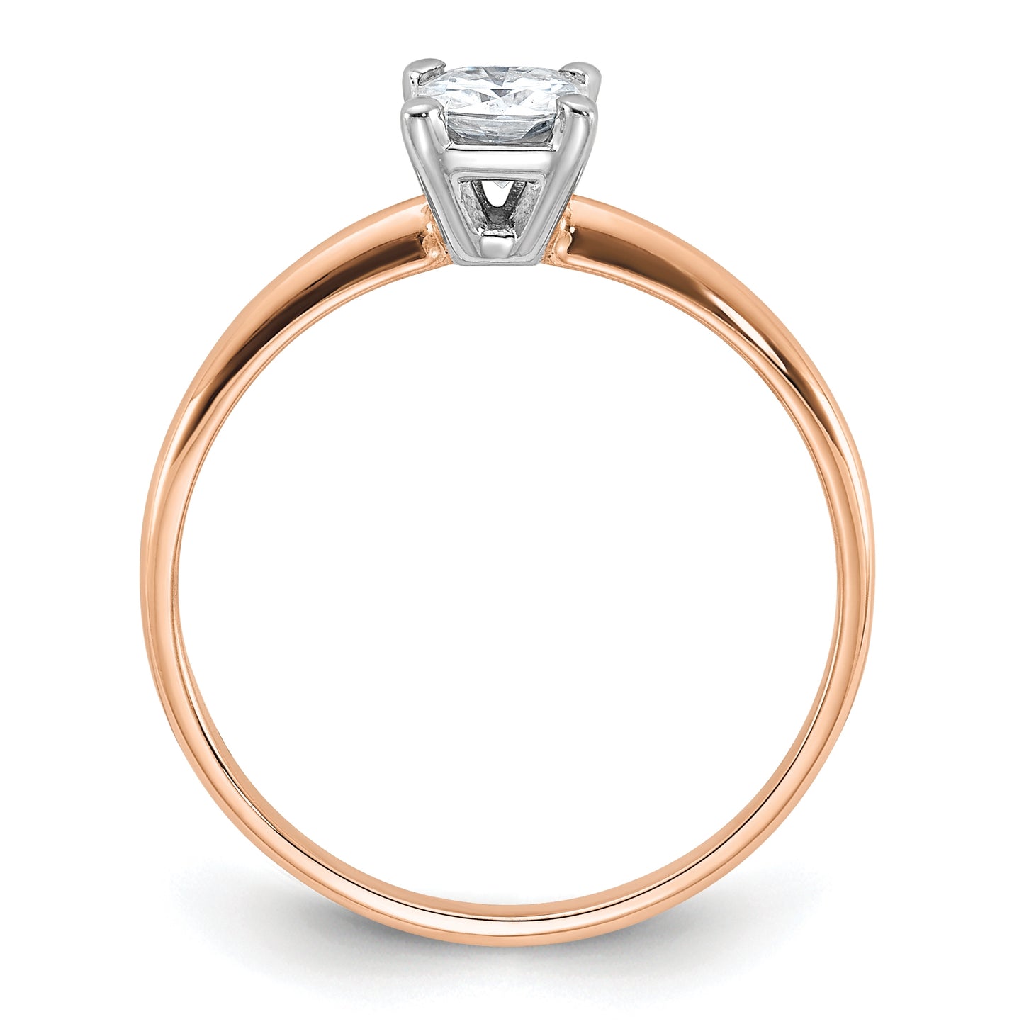 14K Rose Gold 1/2ct. 4.5mm G H I True Light Cushion Moissanite Solitaire Ring