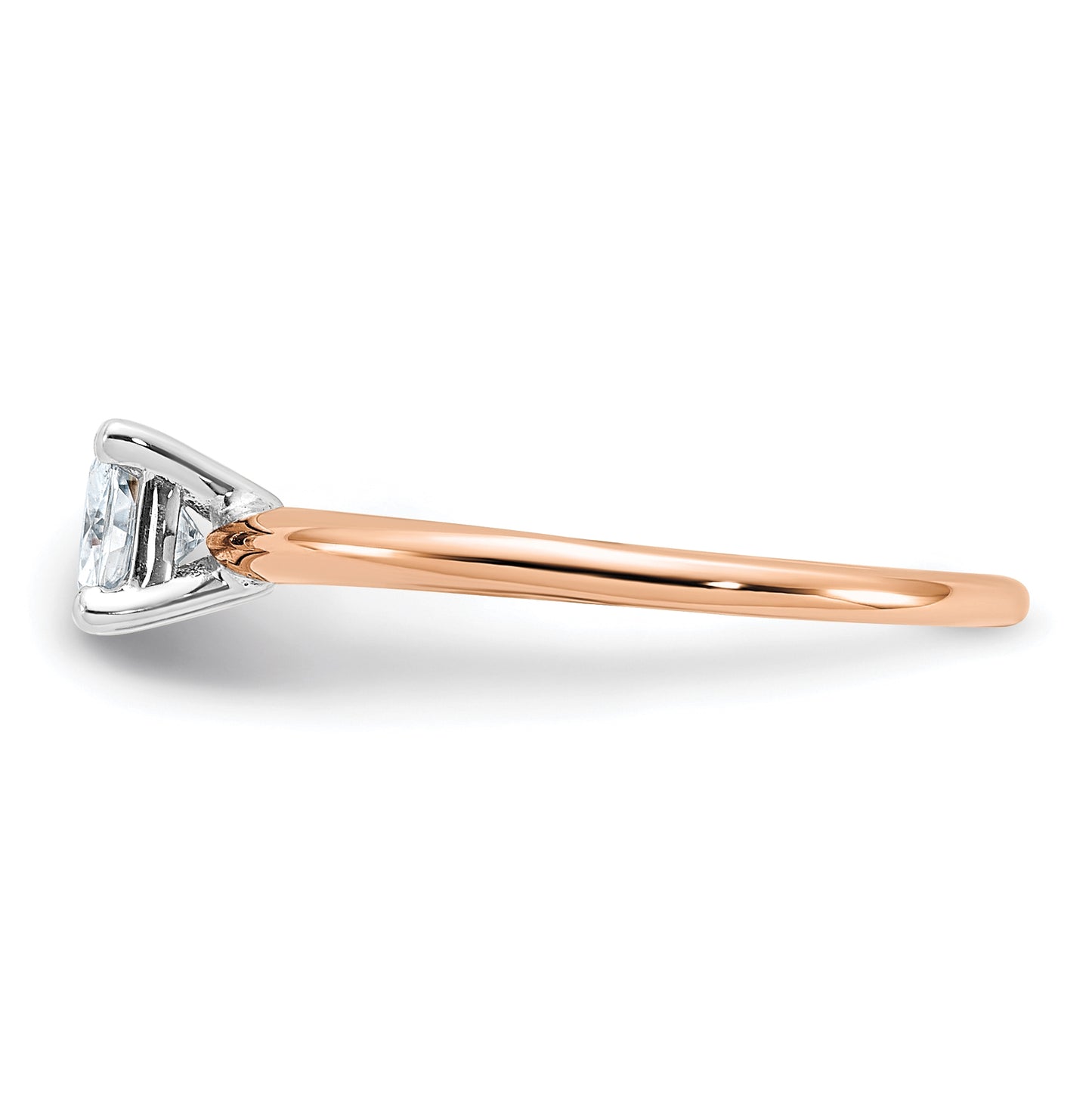 14K Rose Gold 1/2ct. 4.5mm G H I True Light Cushion Moissanite Solitaire Ring
