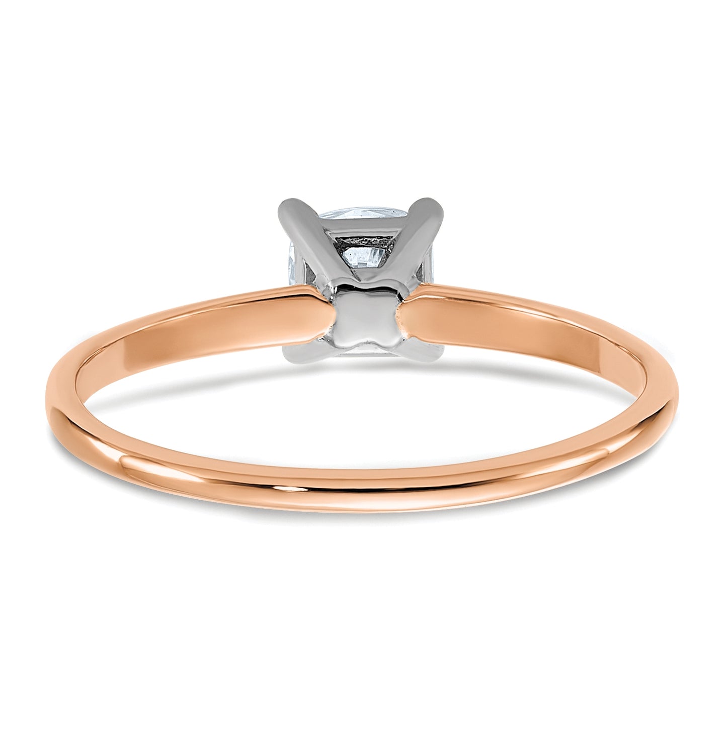 14K Rose Gold 1/2ct. 4.5mm G H I True Light Cushion Moissanite Solitaire Ring