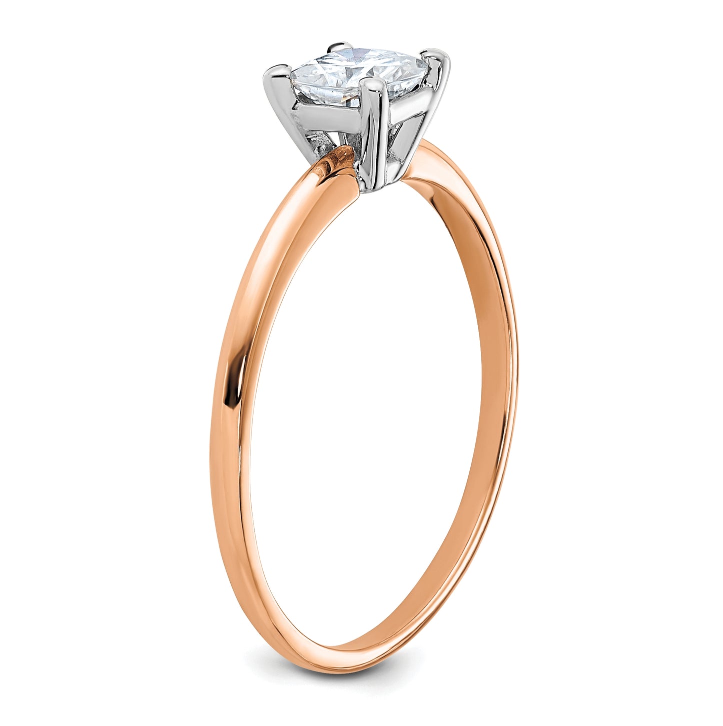 14K Rose Gold 1/2ct. 4.5mm G H I True Light Cushion Moissanite Solitaire Ring