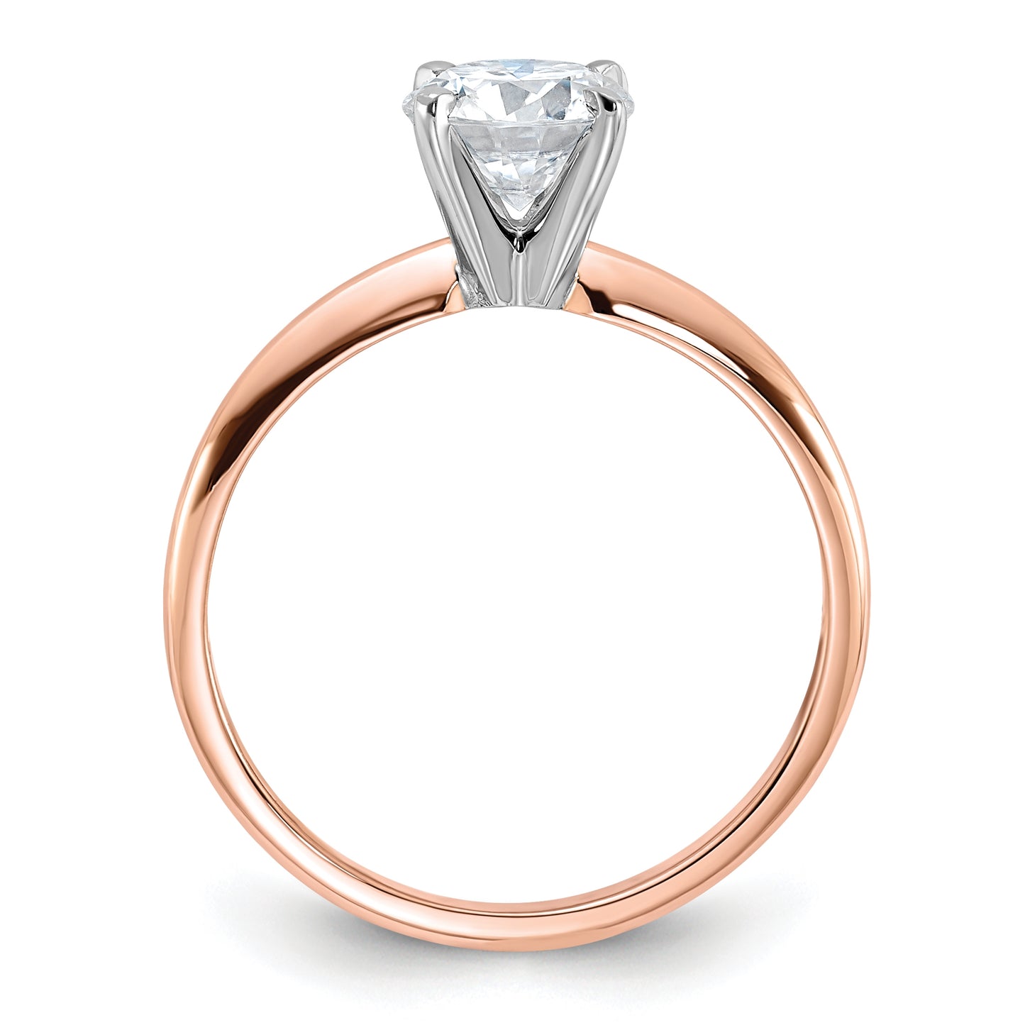 14K Rose Gold 1ct. 6.5mm D E F Pure Light Round Moissanite Solitaire Ring