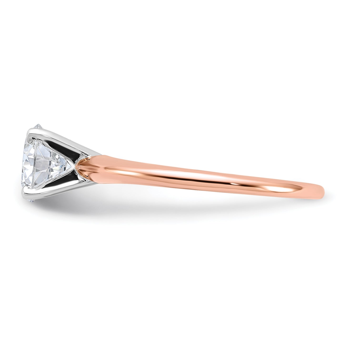 14K Rose Gold 1ct. 6.5mm D E F Pure Light Round Moissanite Solitaire Ring