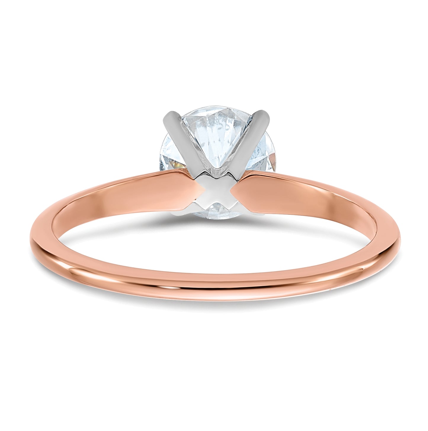 14K Rose Gold 1ct. 6.5mm D E F Pure Light Round Moissanite Solitaire Ring