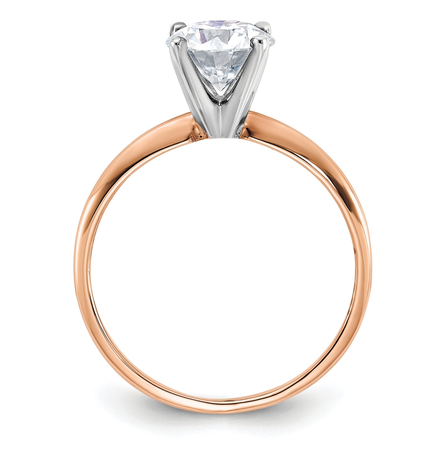 14K Rose Gold 3/4ct. 7.5mm D E F Pure Light Round Moissanite Solitaire Ring