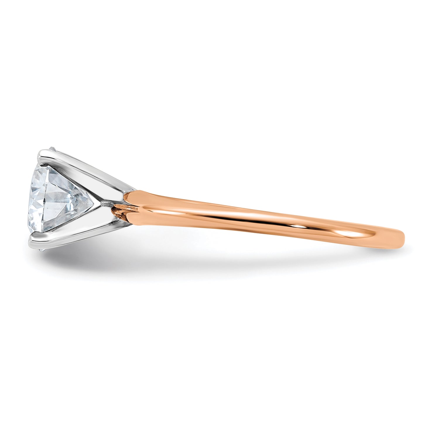 14K Rose Gold 3/4ct. 7.5mm D E F Pure Light Round Moissanite Solitaire Ring