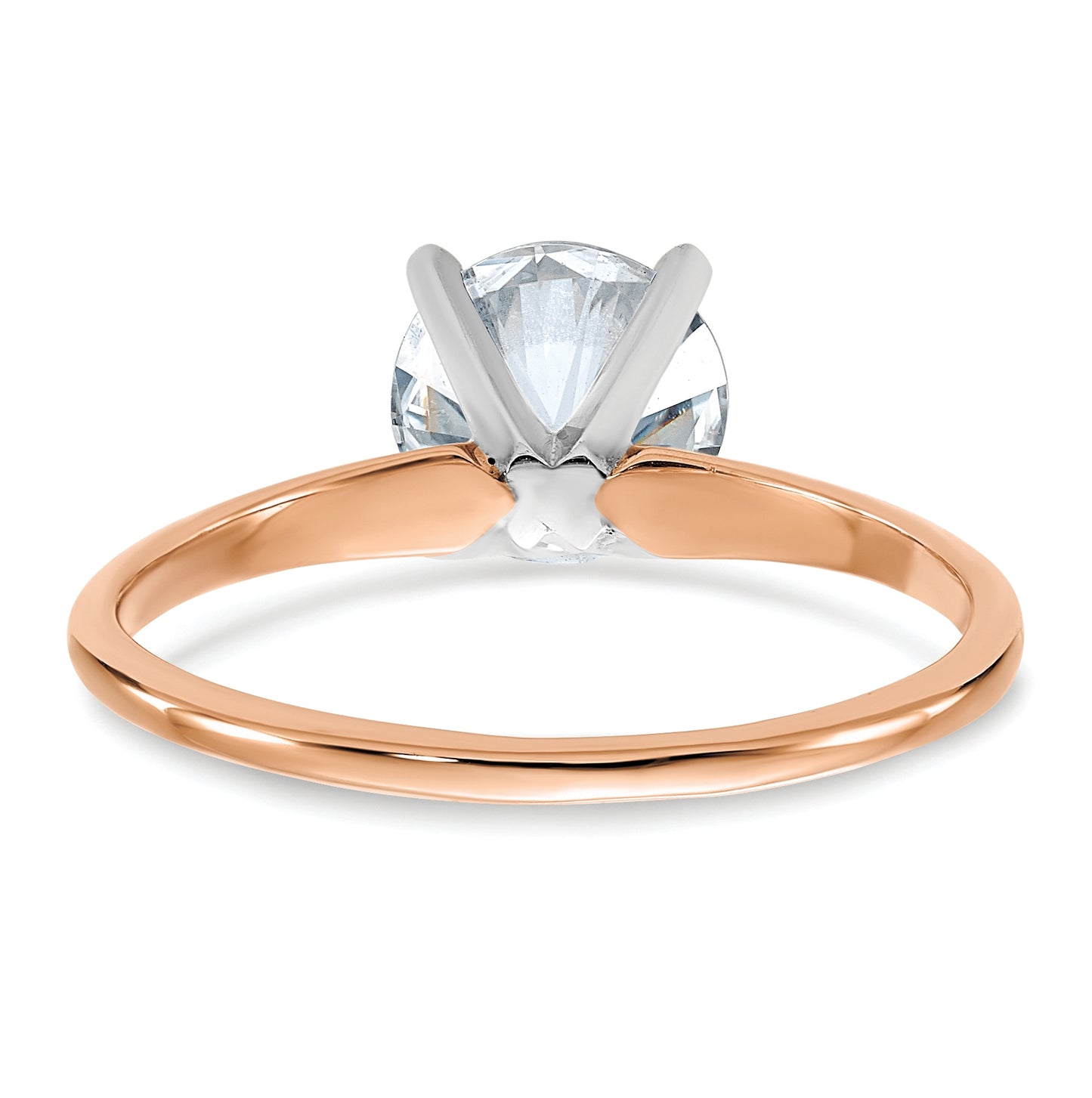 14K Rose Gold 3/4ct. 7.5mm D E F Pure Light Round Moissanite Solitaire Ring