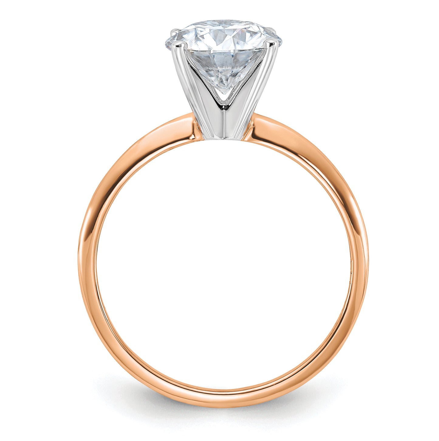 14K Rose Gold 2ct. 8.0mm G H I True Light Round Moissanite Solitaire Ring