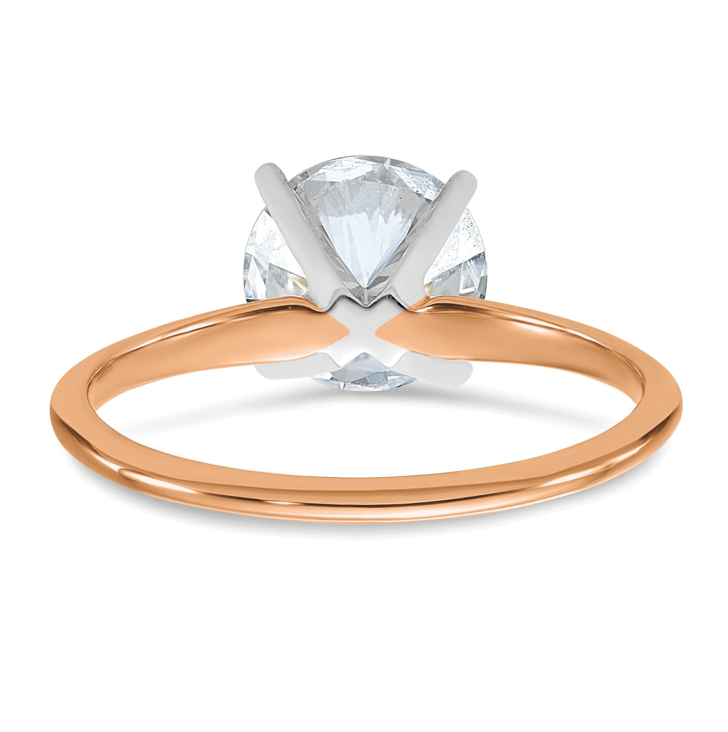 14K Rose Gold 2ct. 8.0mm G H I True Light Round Moissanite Solitaire Ring