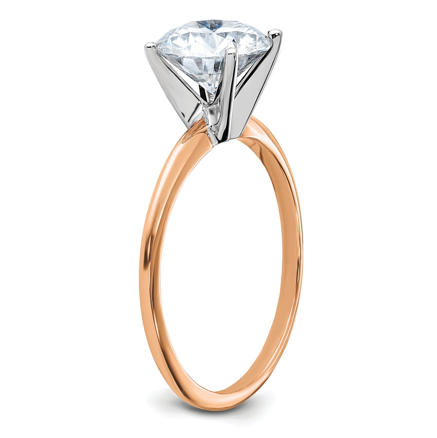 14K Rose Gold 2ct. 8.0mm G H I True Light Round Moissanite Solitaire Ring