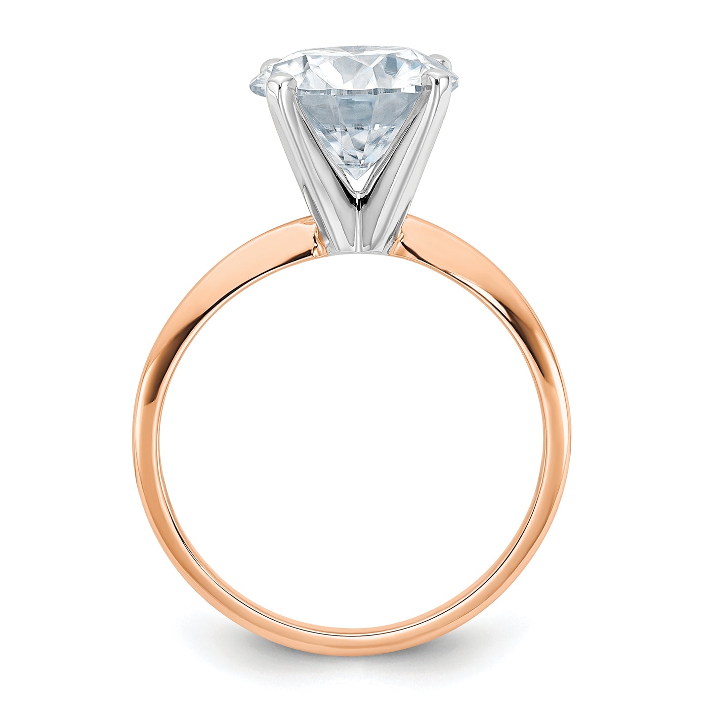 14K Rose Gold 3ct. 9.5mm G H I True Light Round Moissanite Solitaire Ring