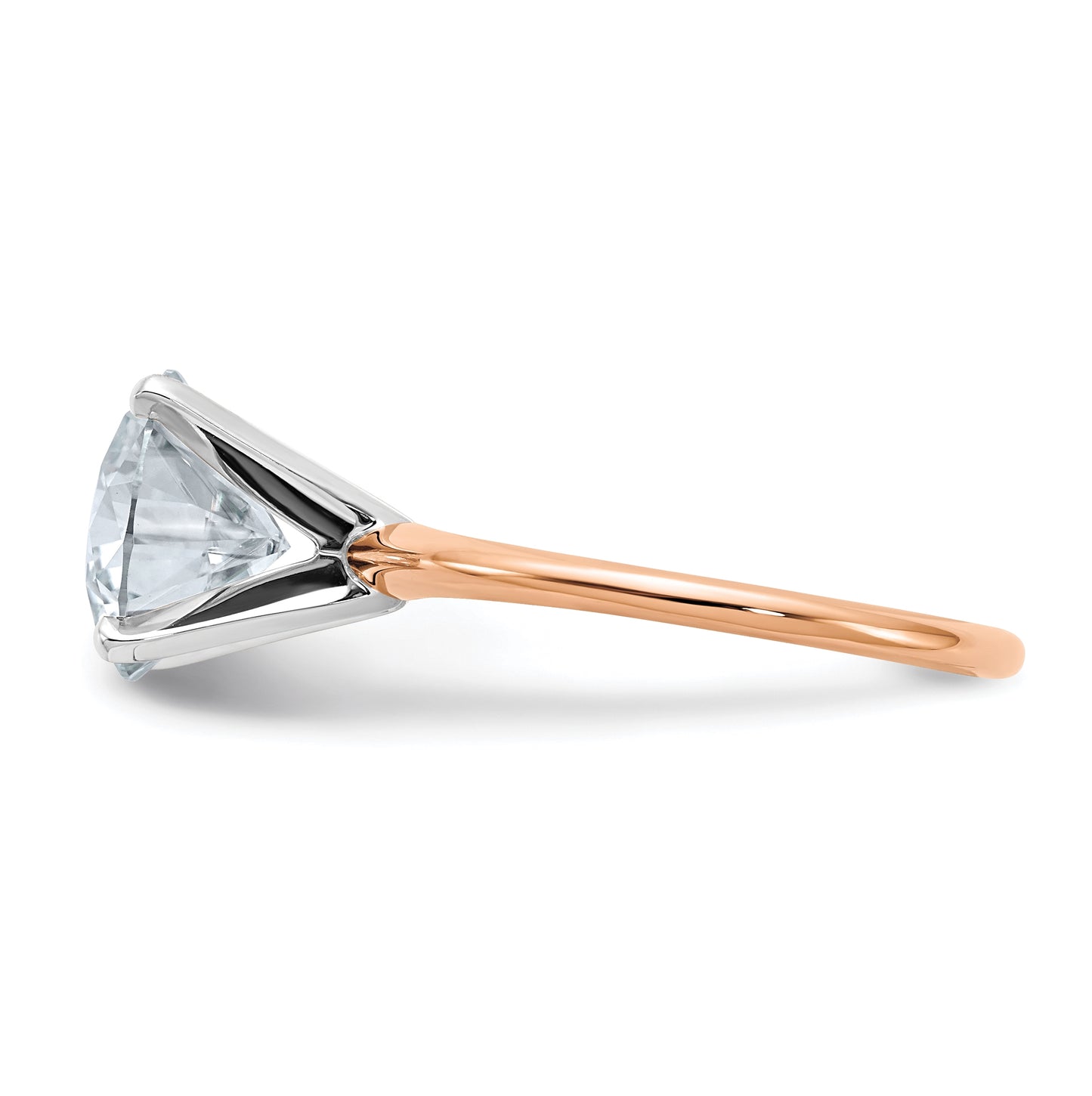 14K Rose Gold 3ct. 9.5mm G H I True Light Round Moissanite Solitaire Ring