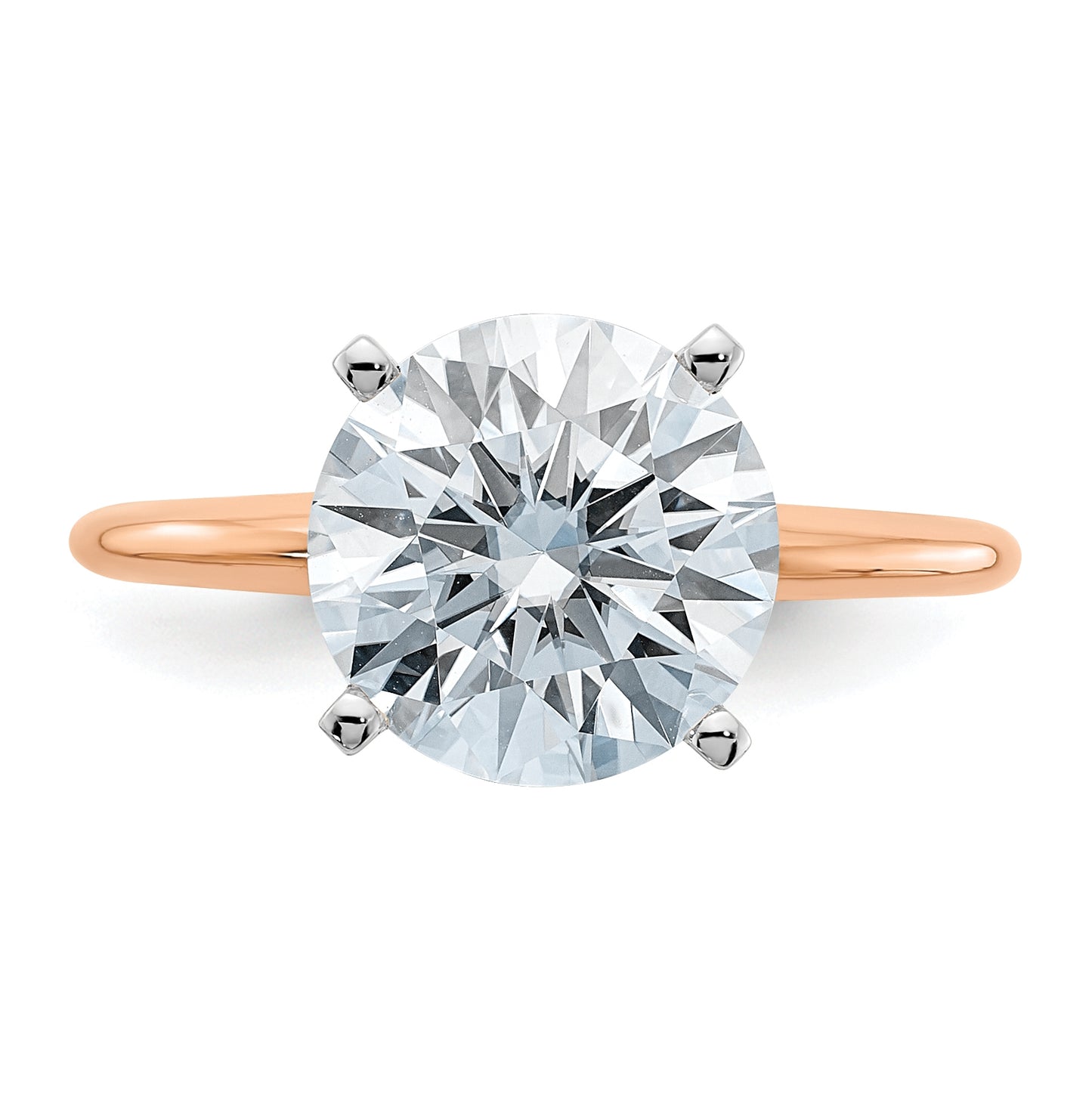 14K Rose Gold 3ct. 9.5mm G H I True Light Round Moissanite Solitaire Ring