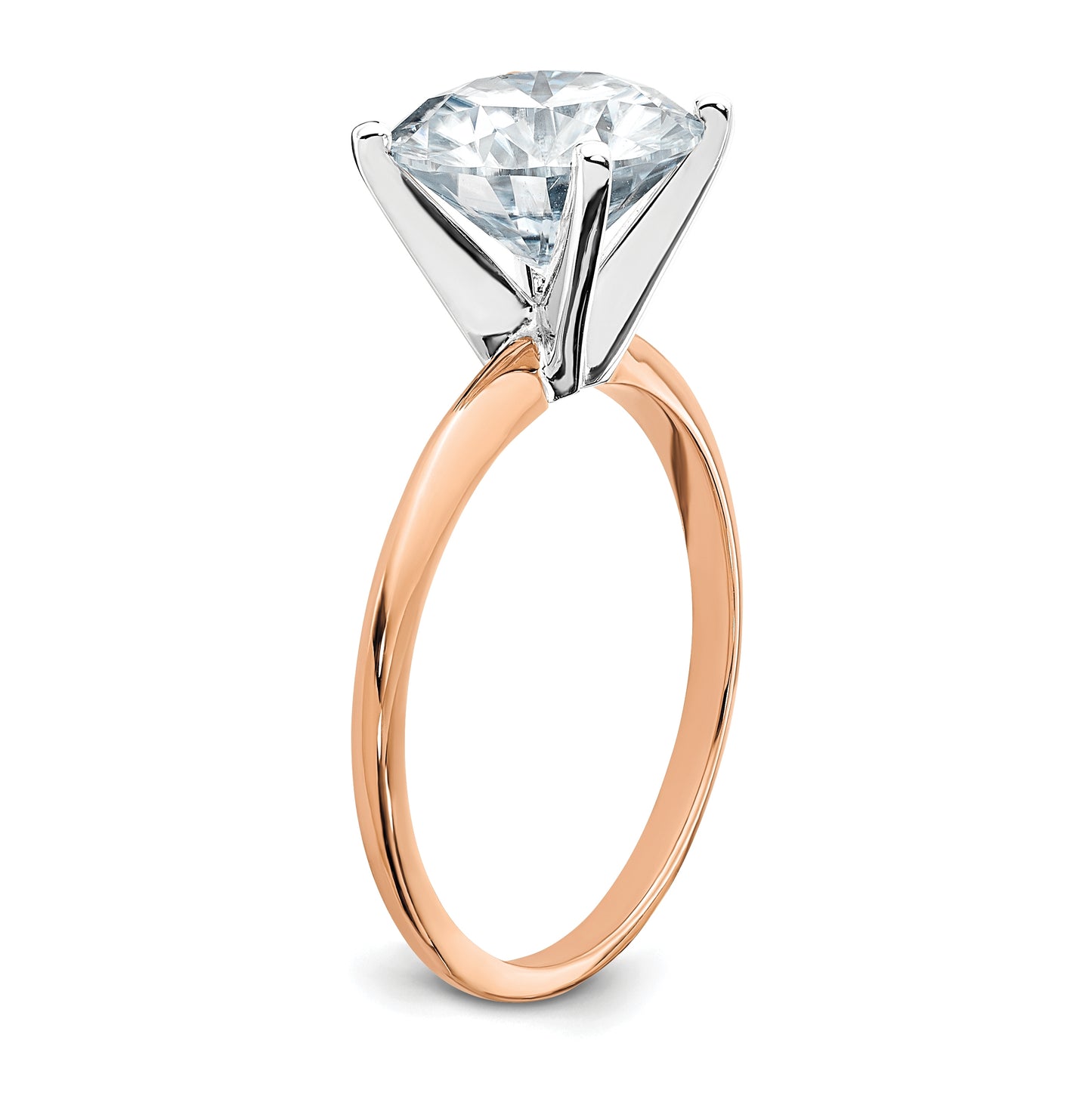 14K Rose Gold 3ct. 9.5mm G H I True Light Round Moissanite Solitaire Ring