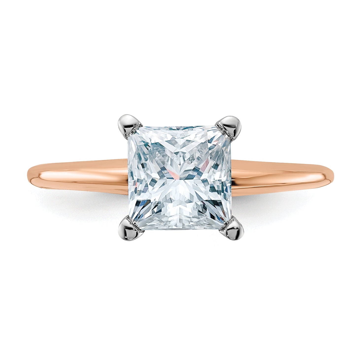 14K Rose Gold 3/4ct. 6.5mm G H I True Light Princess Moissanite Solitaire Ring