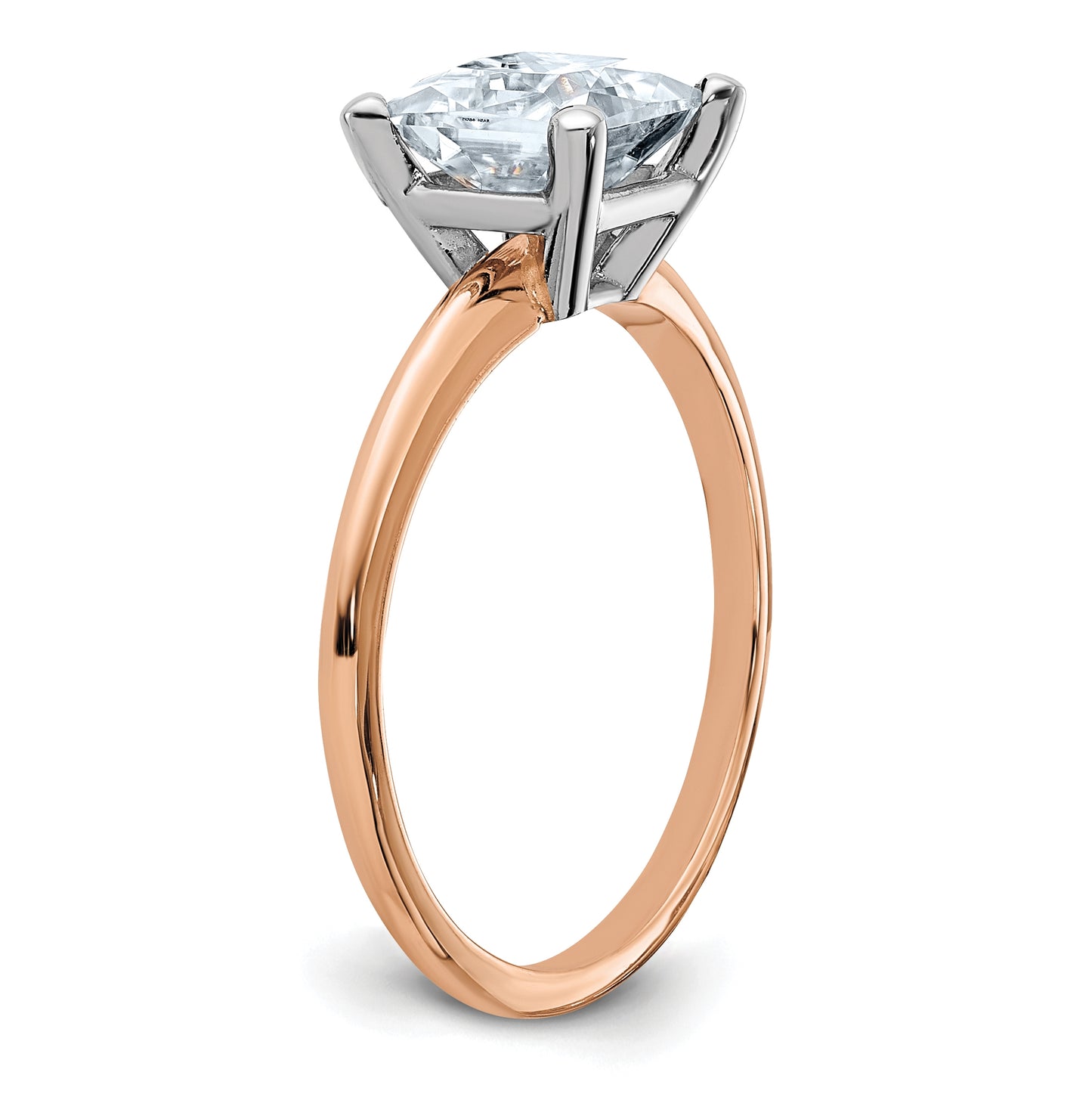14K Rose Gold 3/4ct. 6.5mm G H I True Light Princess Moissanite Solitaire Ring