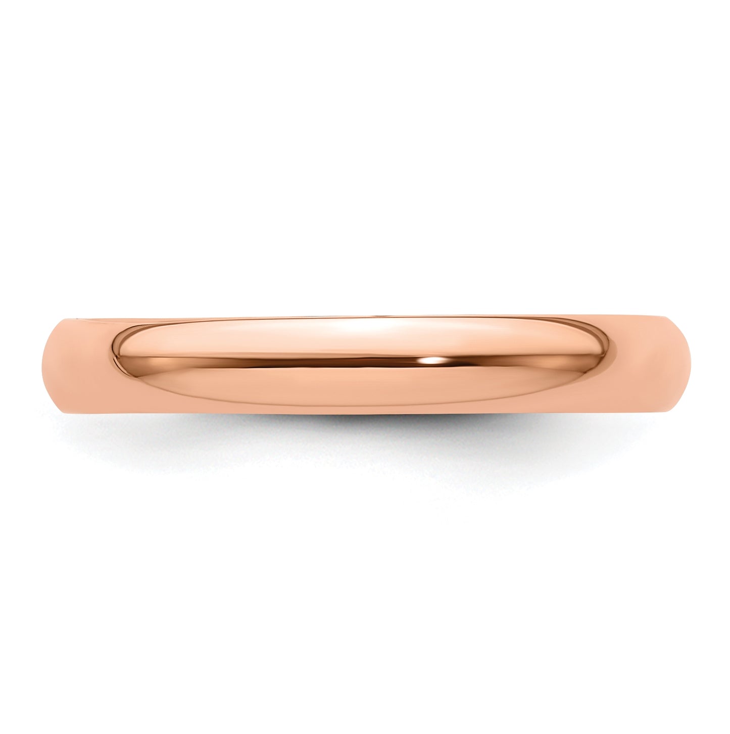 14k Rose Gold 3mm Lightweight Half Round Wedding Band Size 4
