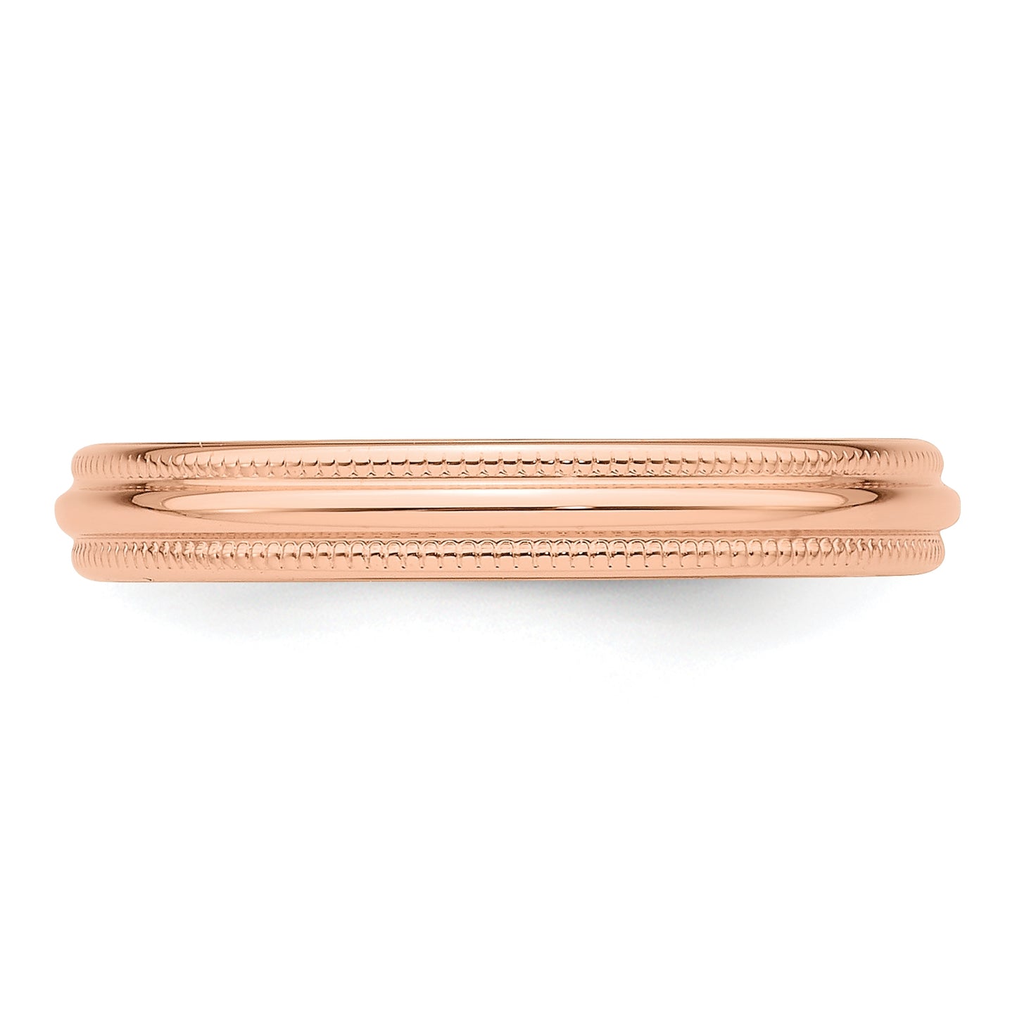 14k Rose Gold 3mm Milgrain Half-Round Wedding Band Size 4
