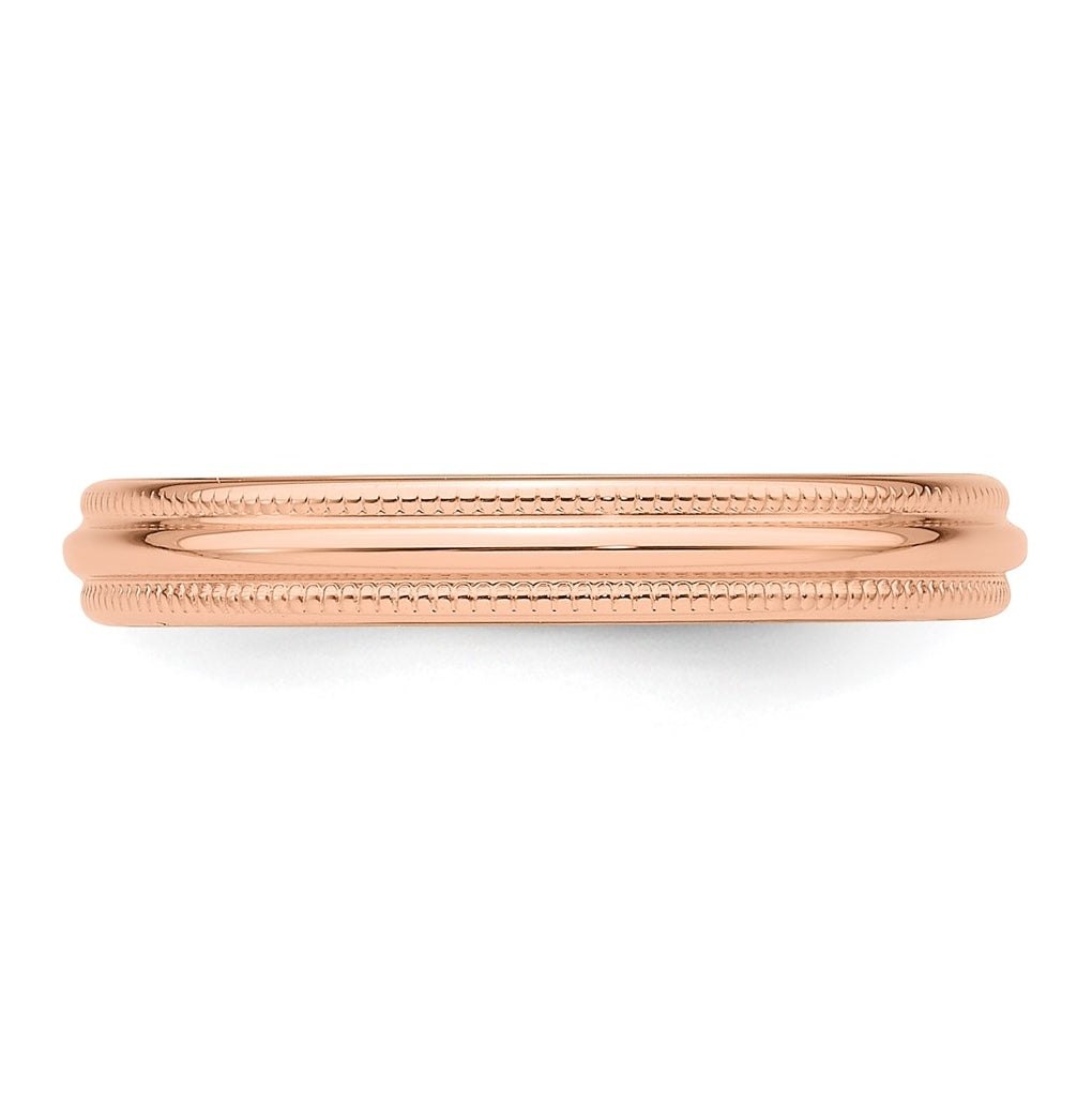 14k Rose Gold Milgrain Half-Round Wedding Band Size 4