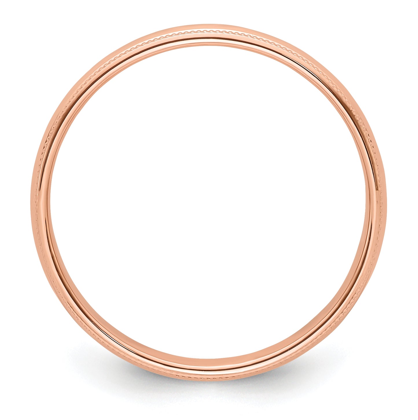 14k Rose Gold Milgrain Half-Round Wedding Band Size 4