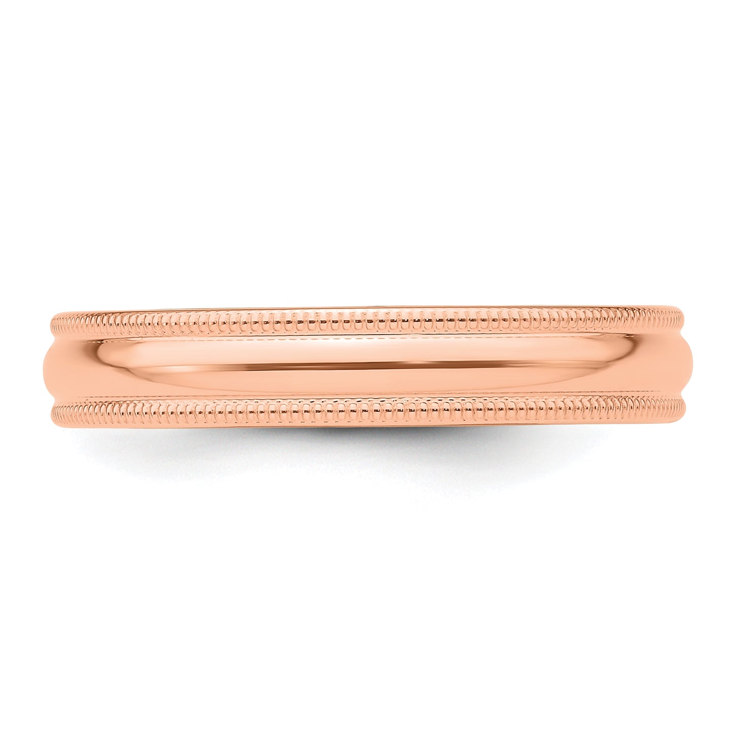 14k Rose Gold 4mm Milgrain Half-Round Wedding Band Size 4.5