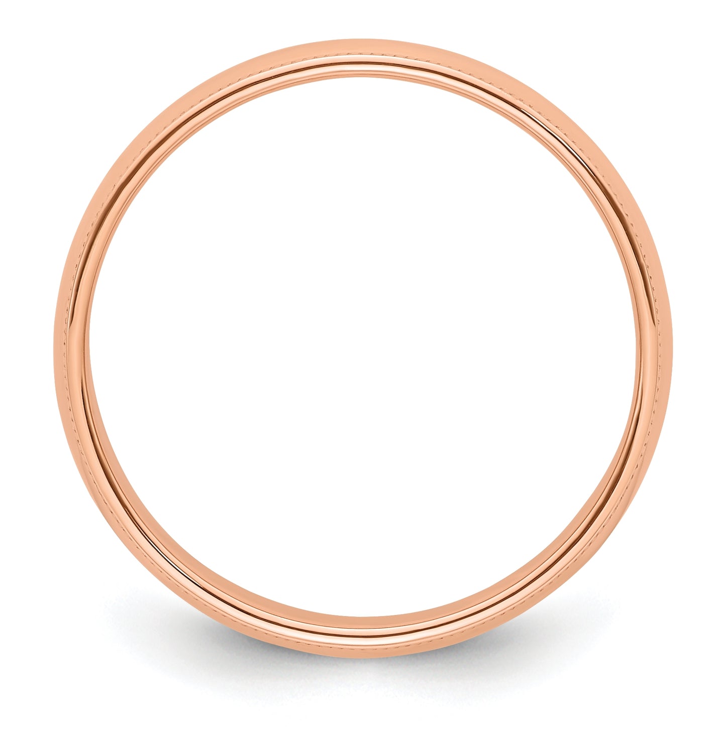 14k Rose Gold Milgrain Half-Round Wedding Band Size 4