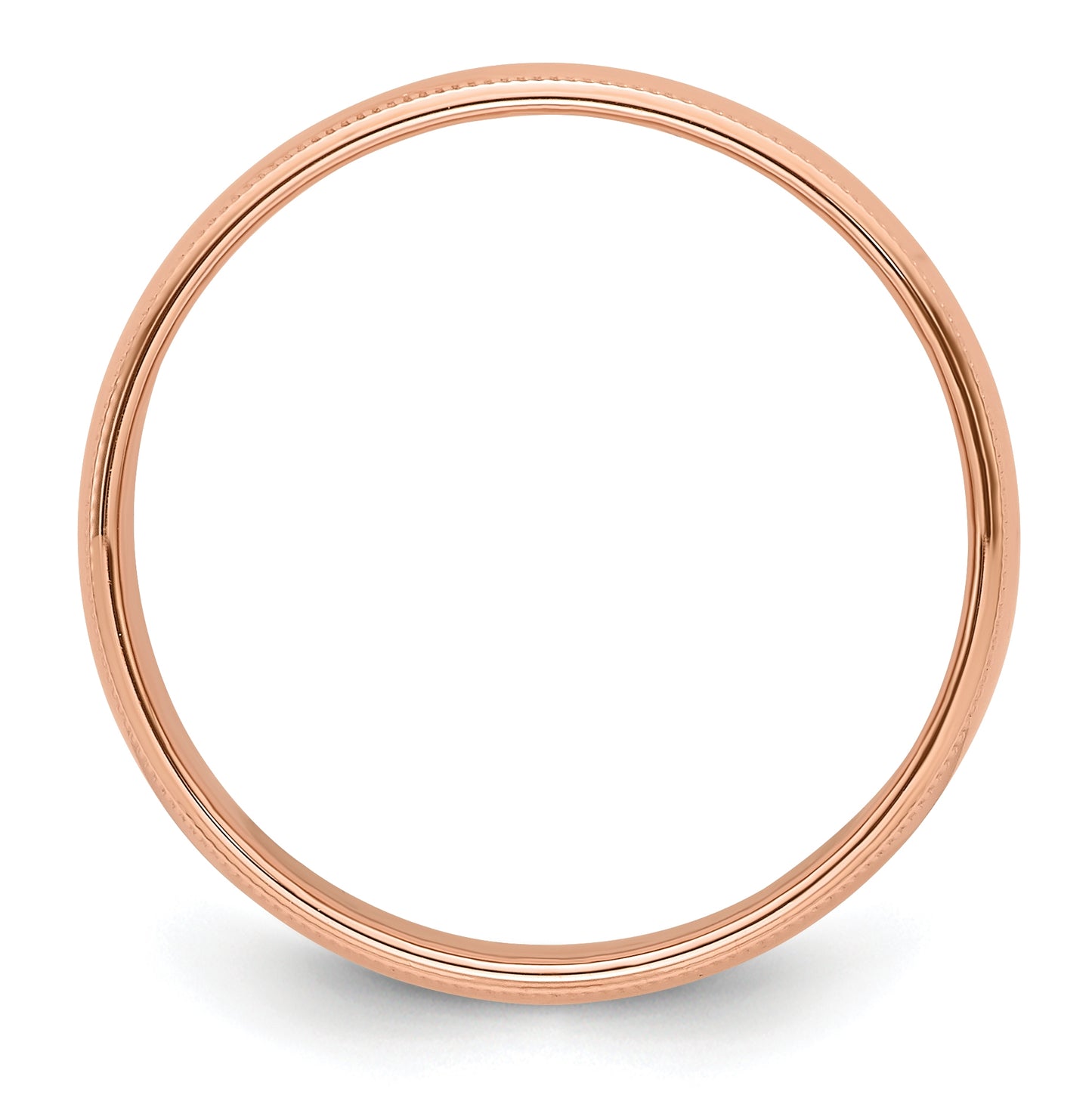 14k Rose Gold Milgrain Half-Round Wedding Band Size 4