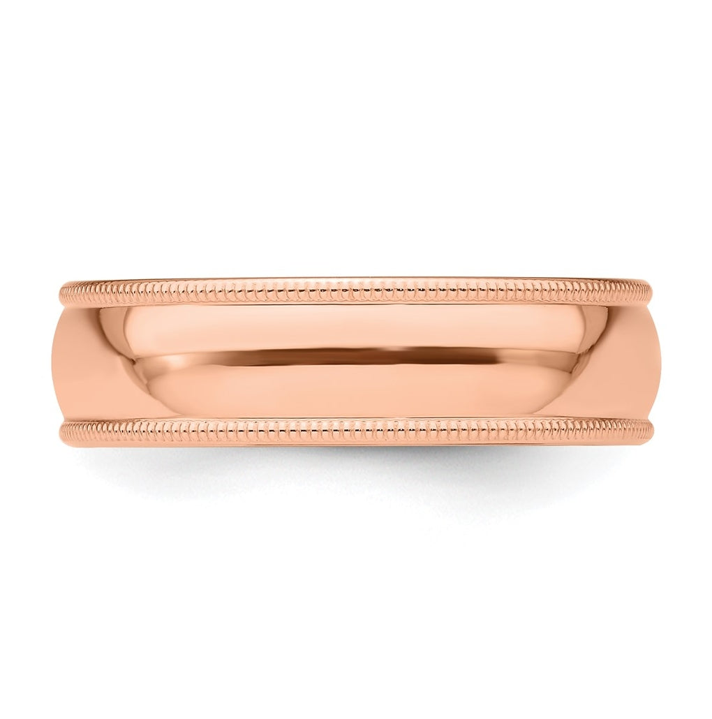 14k Rose Gold Milgrain Half-Round Wedding Band Size 4