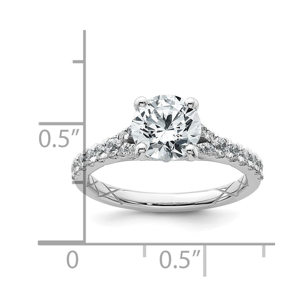14K Yellow Or White Gold Certified Lab Grown Diamond VS+ F+ Round Complete Engagement Ring