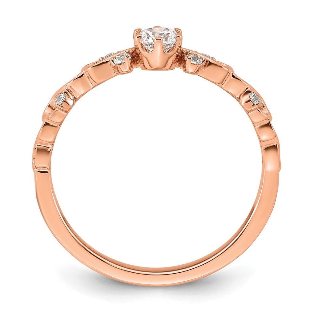 14K Yellow Or Rose Gold Polished Complete Diamond Infinity Design Promise Ring