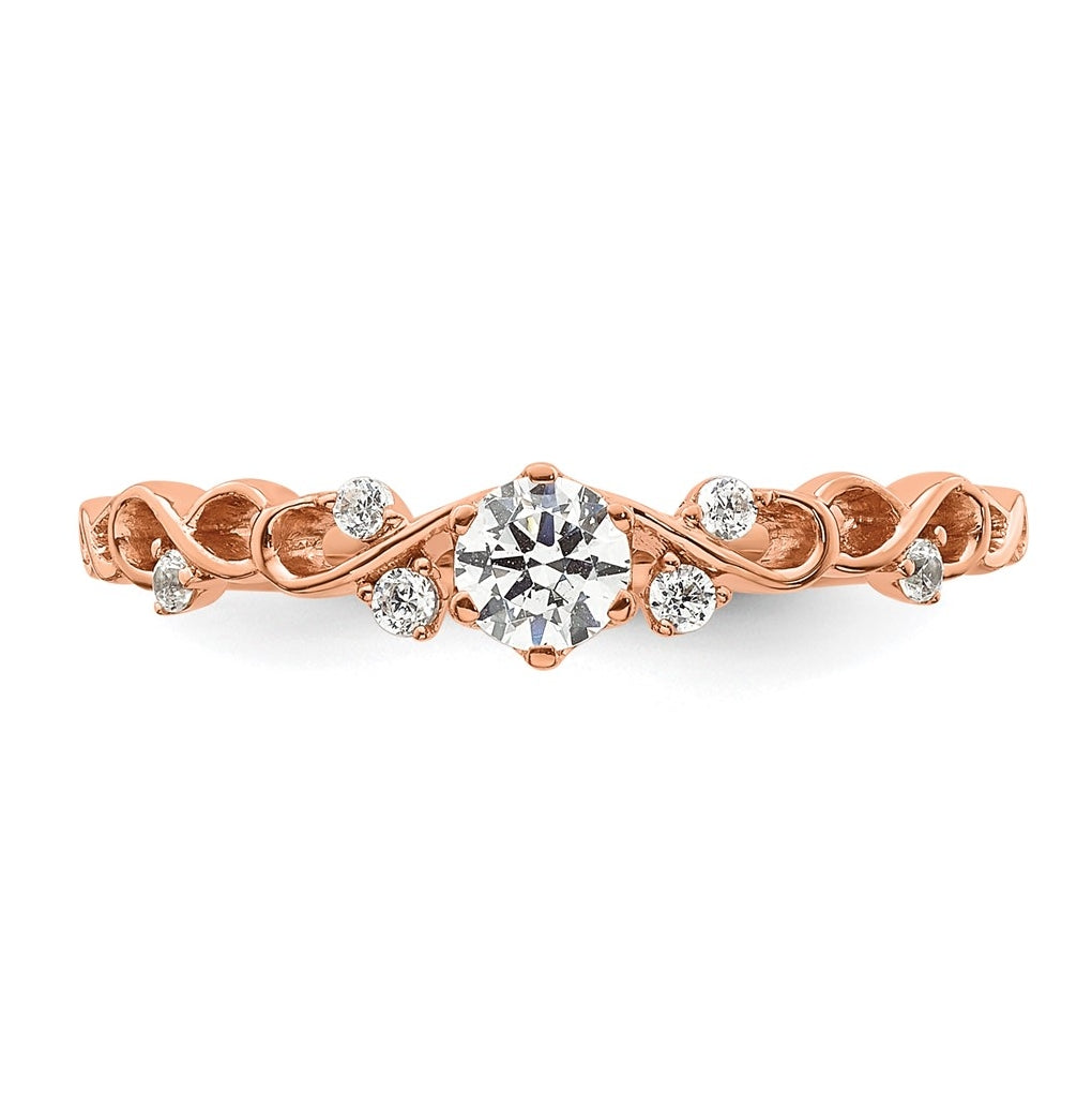 14K Yellow Or Rose Gold Polished Complete Diamond Infinity Design Promise Ring
