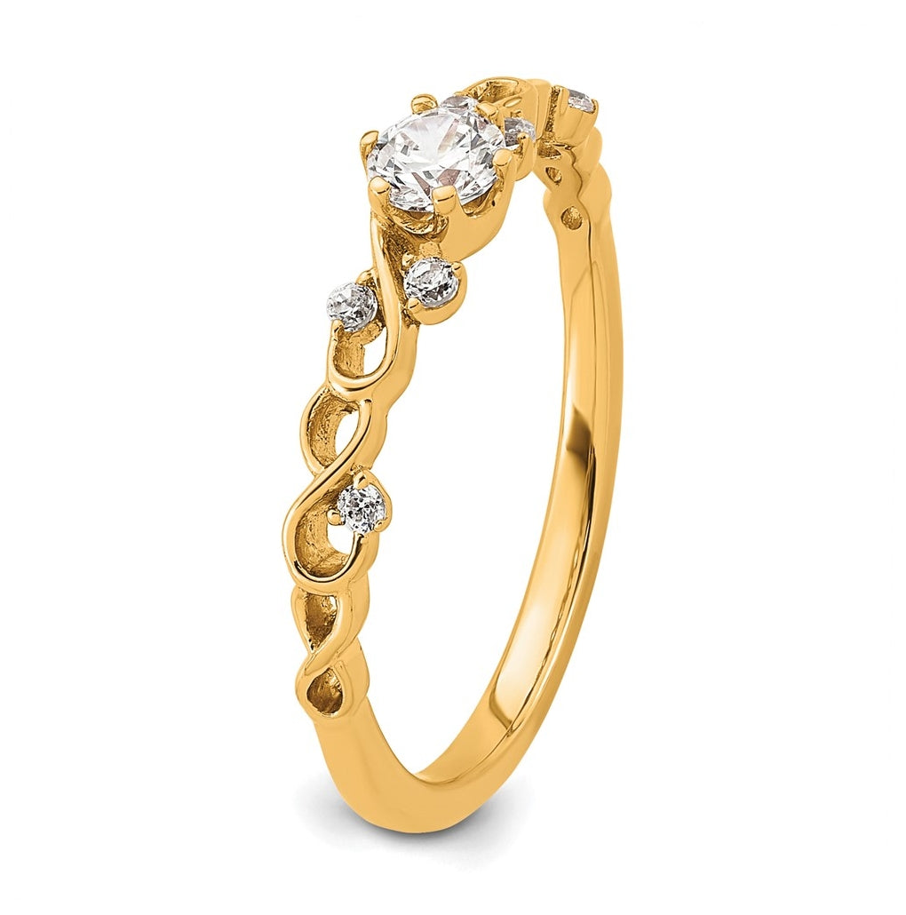 14K Yellow Or Rose Gold Polished Complete Diamond Infinity Design Promise Ring