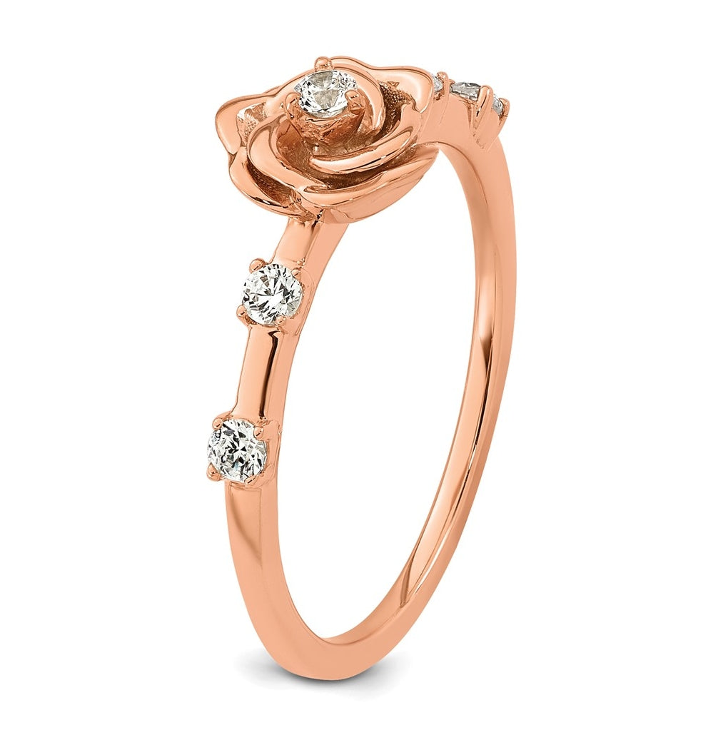 14K Rose Gold Complete Diamond Rose Promise Ring