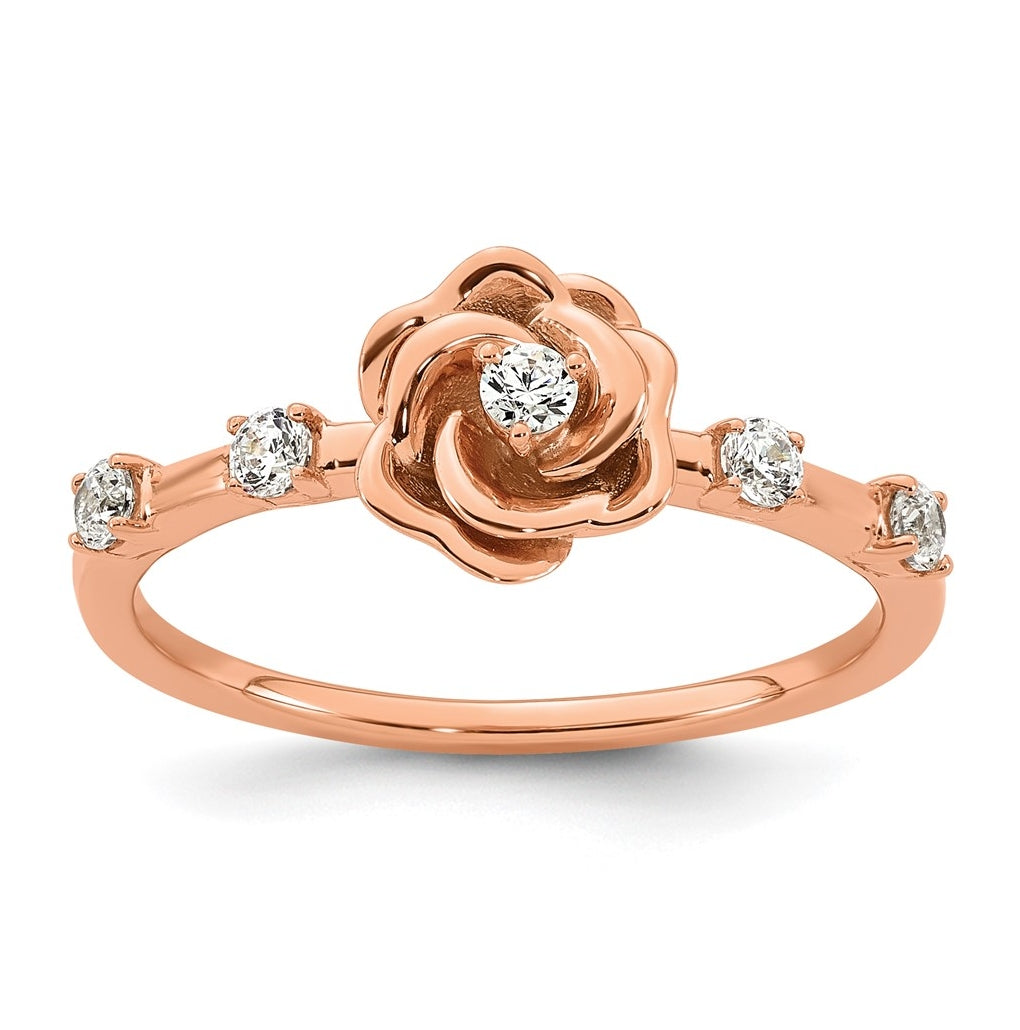 14K Rose Gold Complete Diamond Rose Promise Ring