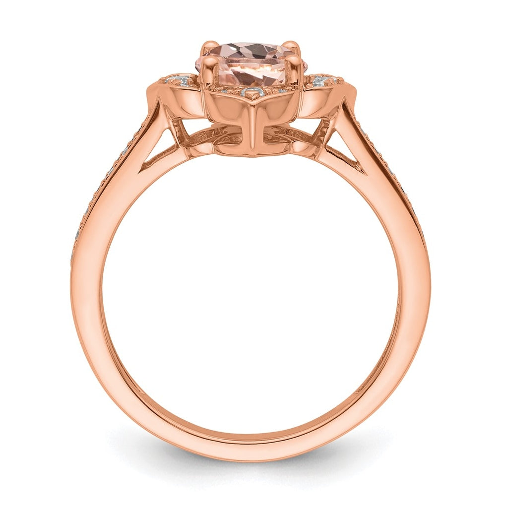 14k Rose Gold Complete Diamond/Morganite Round Engagement Ring