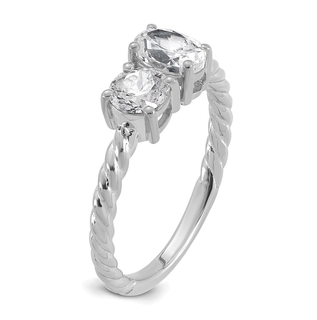 14k White Gold 1 carat Lab Grown Diamond VS+ F+ Complete Two Stone Fashion Ring