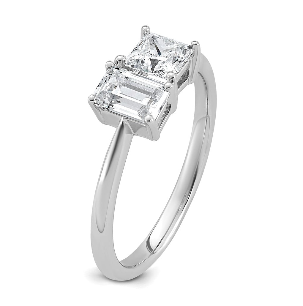 14k White Gold 1 carat Lab Grown Diamond VS+ F+ Complete Two Stone Fashion Ring