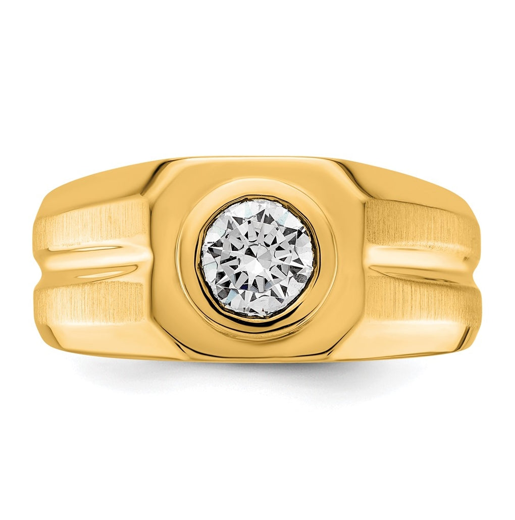 IBGoodman 14k Yellow Gold 1 carat Lab Grown Diamond VS+ F+ Round Complete Men's Ring